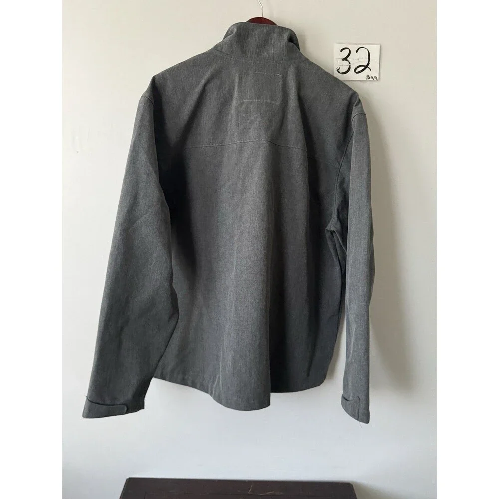 St Johns Bay Softshell Jacket Mens XL Gray Water Resistant Full Zip Fleece